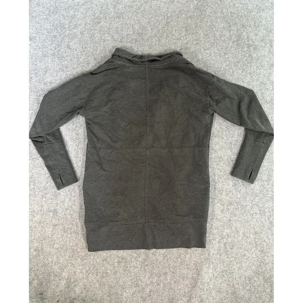 Eddie Bauer Open‎ Front Cardigan Small Gray Fleece Lined Thumbholes